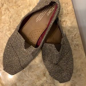 Brown and gold tweed loafers